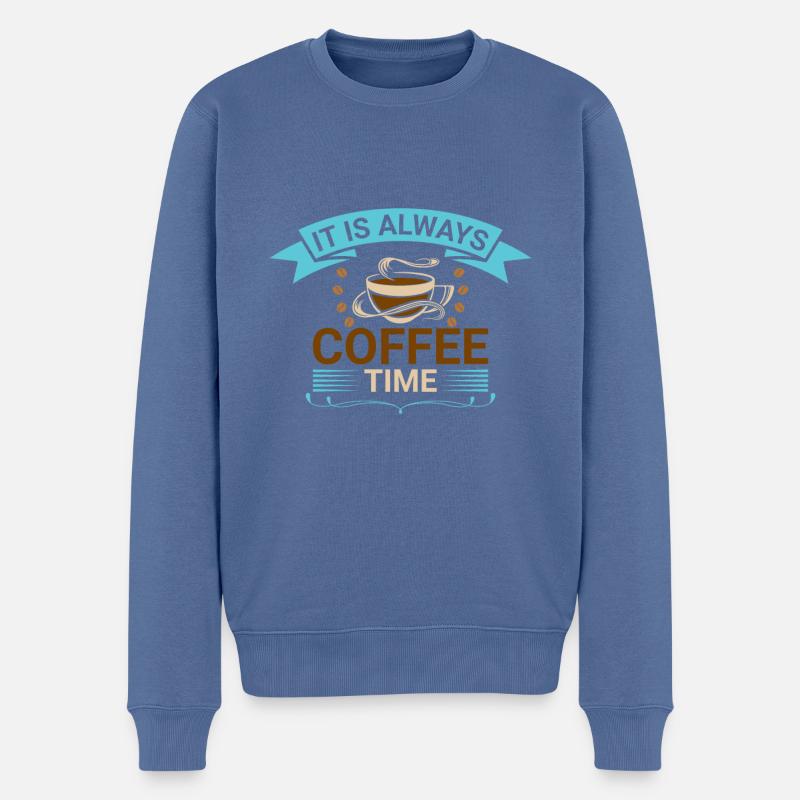 Es Ist Immer Kaffeezeit - Männer Premium Bio Pullover - Taubenblau