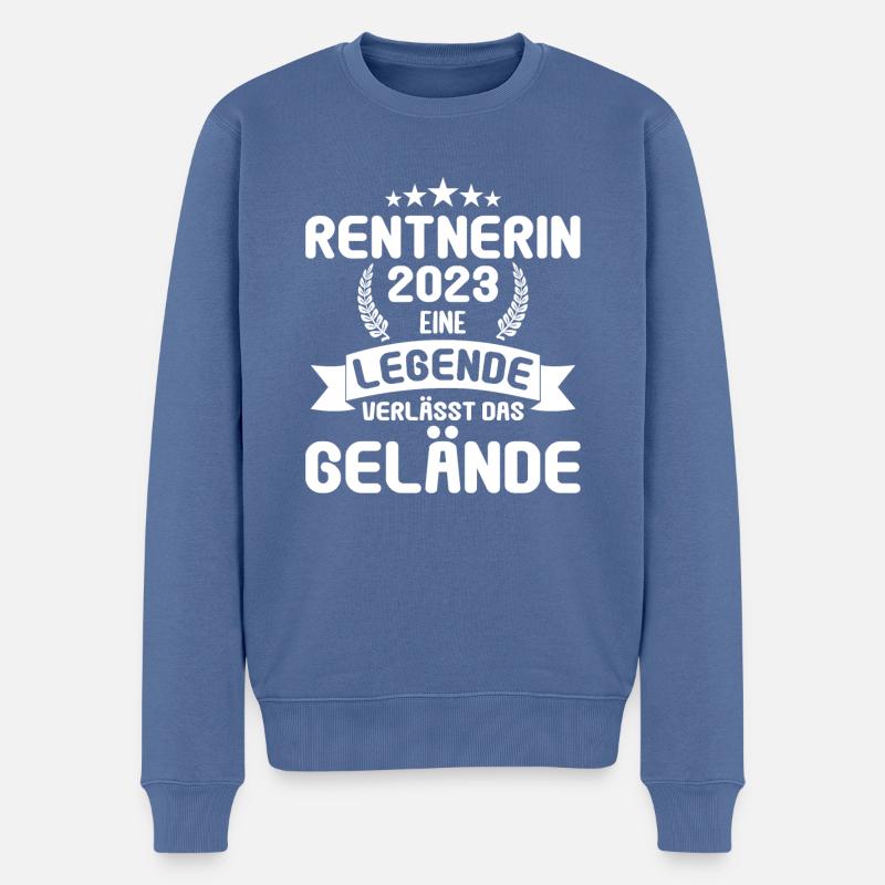 Rente Ruhestand Abschied Kollegin Rentnerin 2023 - Männer Premium Bio Pullover - Taubenblau