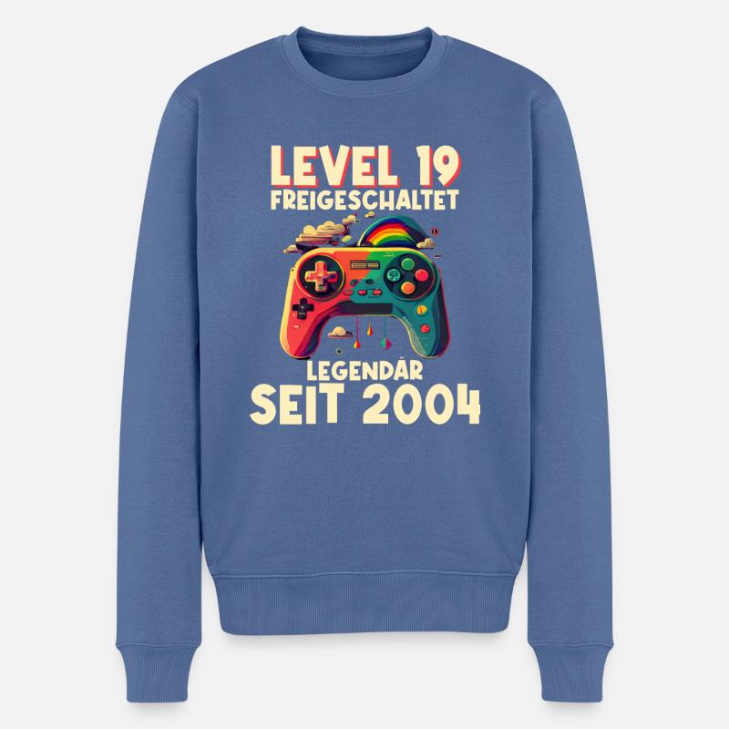 2004 Level 19 Jahre Gaming 19er 19 Geburtstag - Männer Premium Bio Pullover - Taubenblau