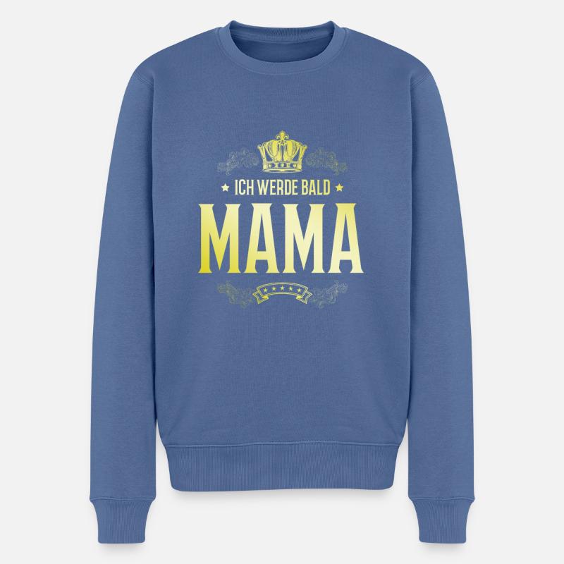 Ich werde Bald Mama - Männer Premium Bio Pullover - Taubenblau