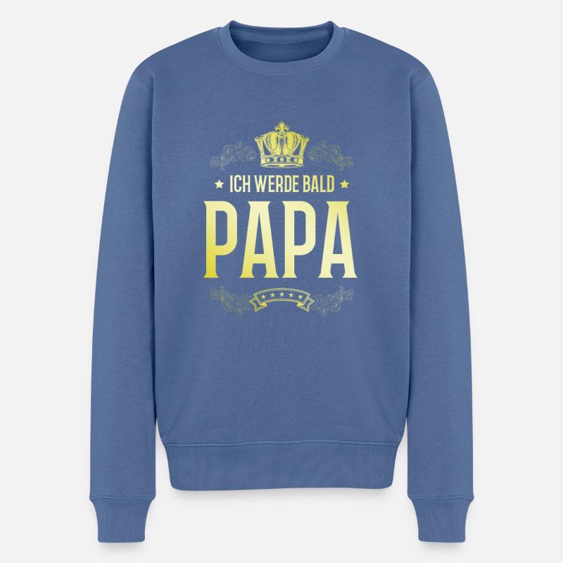 Ich werde Bald Papa - Männer Premium Bio Pullover - Taubenblau