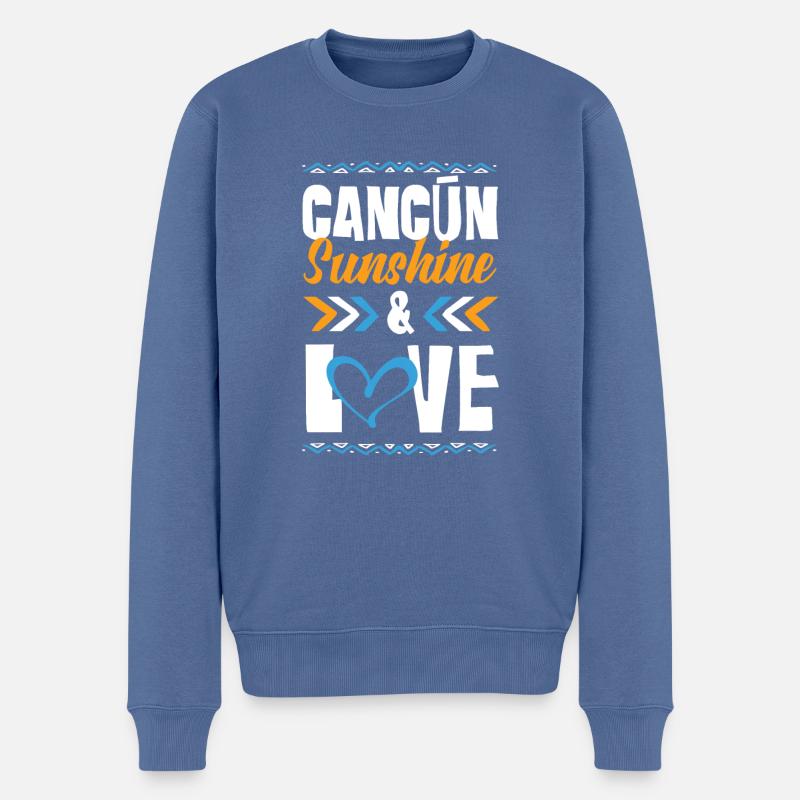 Cancun Love - Männer Premium Bio Pullover - Taubenblau