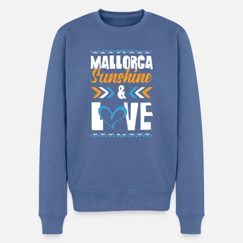Mallorca Love - Männer Premium Bio Pullover - Taubenblau
