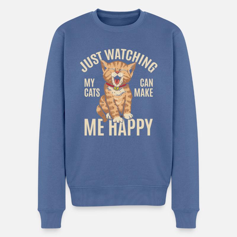 Ich Beobachte Nur Meine Katzen - Männer Premium Bio Pullover - Taubenblau