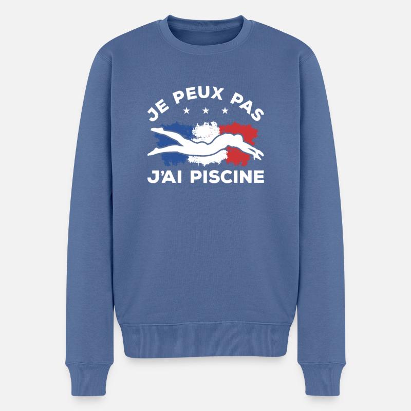 Je Peux Pas J'ai Piscine Natation Nageur - Männer Premium Bio Pullover - Taubenblau