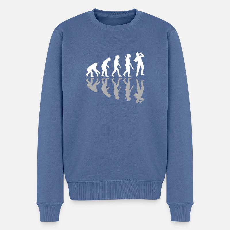 Human Evolution Chanteur Chantant Mélomane - Pull Premium bio Homme - bleu pigeon