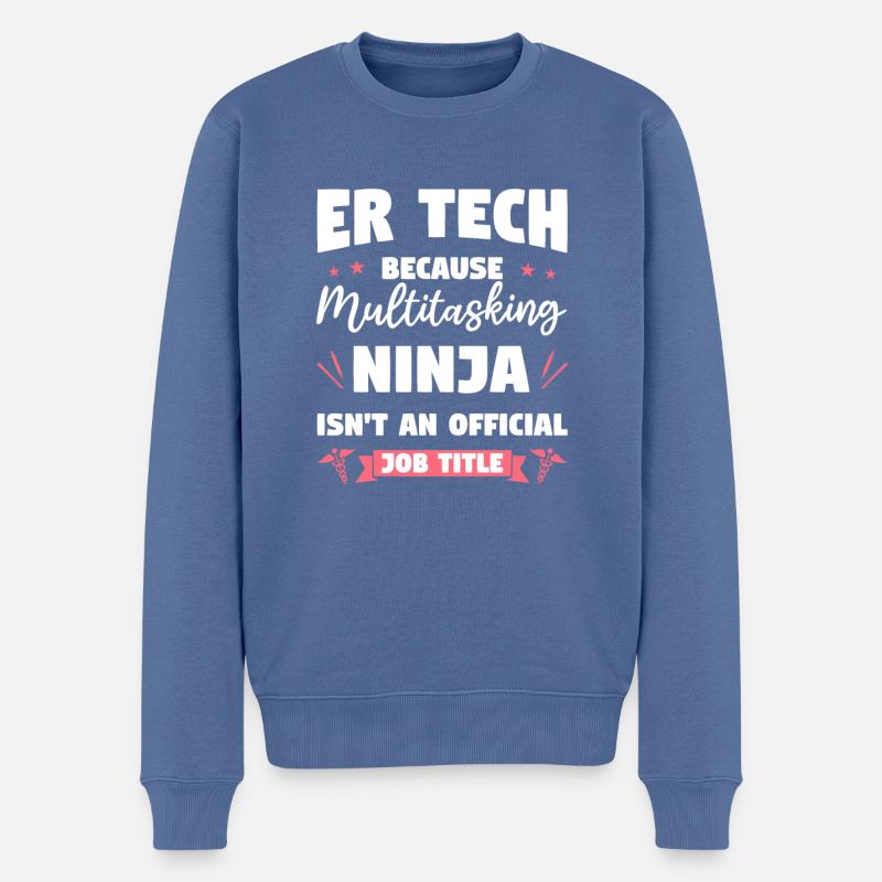 ER-Tech, weil Multitasking-Ninja kein - Männer Premium Bio Pullover - Taubenblau