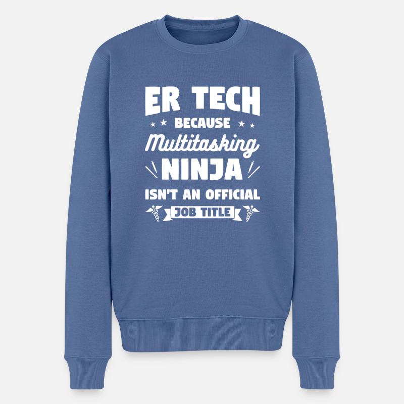 ER-Tech, weil Multitasking-Ninja kein - Männer Premium Bio Pullover - Taubenblau