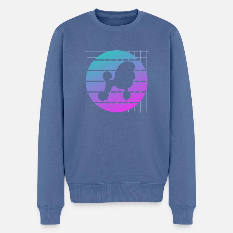 Caniche rétro Caniches Dog Lover - Pull Premium bio Homme - bleu pigeon