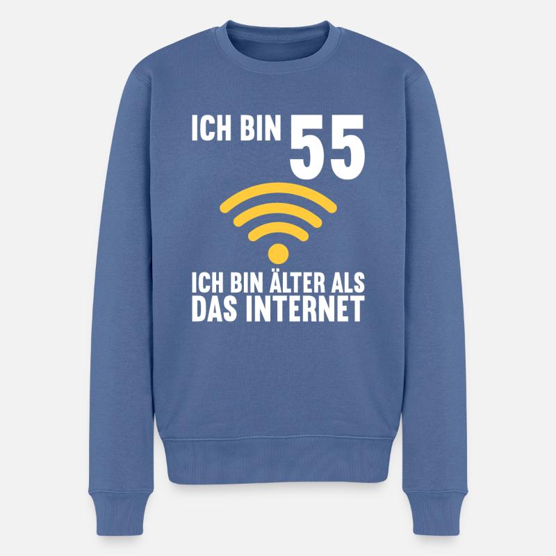 Ich bin 55 Ich bin älter als das Internet - Männer Premium Bio Pullover - Taubenblau