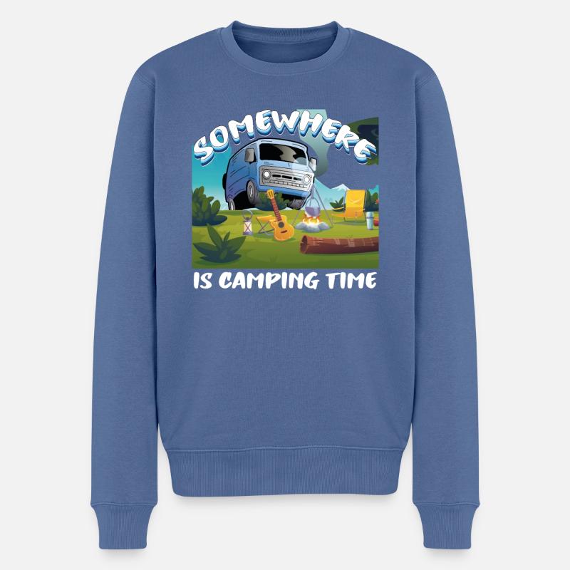 Somewhere is camping time - Männer Premium Bio Pullover - Taubenblau