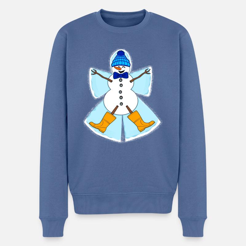 Schneeengel Schneemann - Männer Premium Bio Pullover - Taubenblau