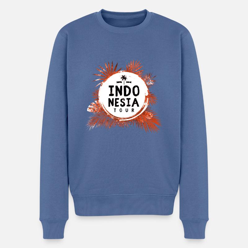 Indonesien Tour Bunt - Männer Premium Bio Pullover - Taubenblau