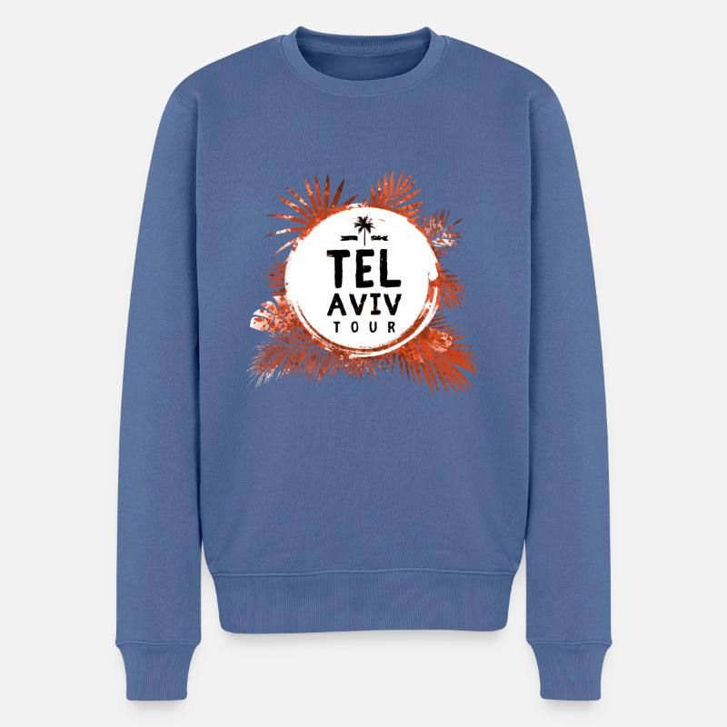 Tel Aviv Tour Bunt - Männer Premium Bio Pullover - Taubenblau