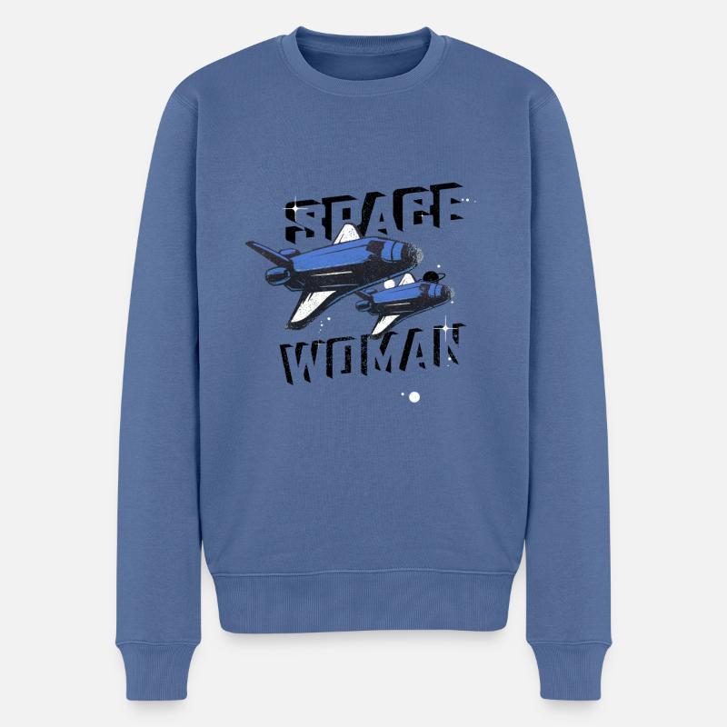 SPACE WOMAN - Männer Premium Bio Pullover - Taubenblau