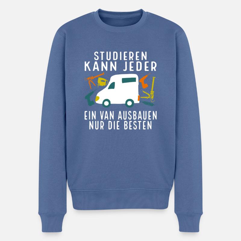 Camping Studieren kann jeder Van ausbau - Männer Premium Bio Pullover - Taubenblau