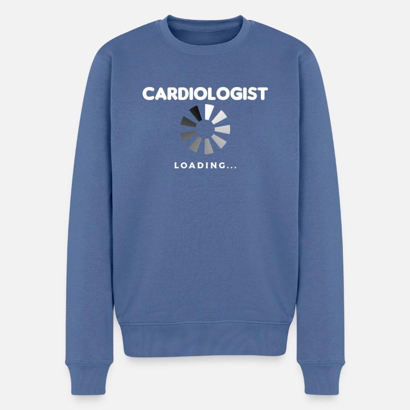 Cardiologue Loading Cardiologie Cardio - Pull Premium bio Homme - bleu pigeon