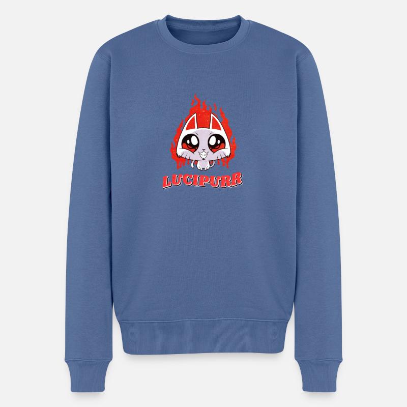 Lucirpurr Devil Cat goth satanic occult - Männer Premium Bio Pullover - Taubenblau