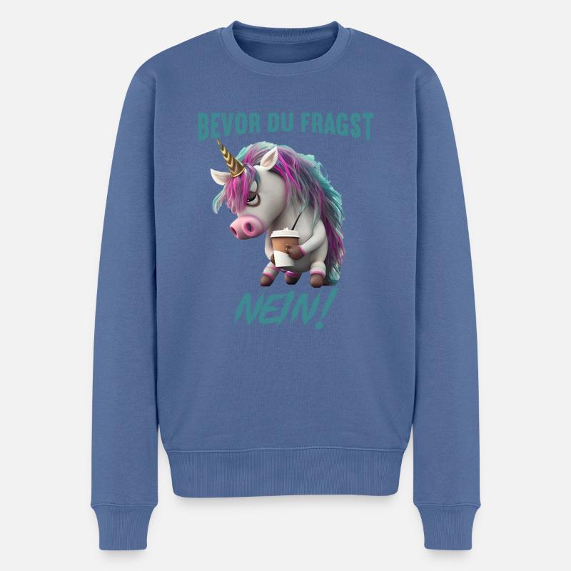 Bevor du fragst Nein - Männer Premium Bio Pullover - Taubenblau