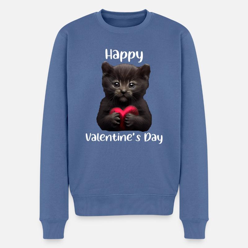 Chat de la Saint-Valentin - Pull Premium bio Homme - bleu pigeon