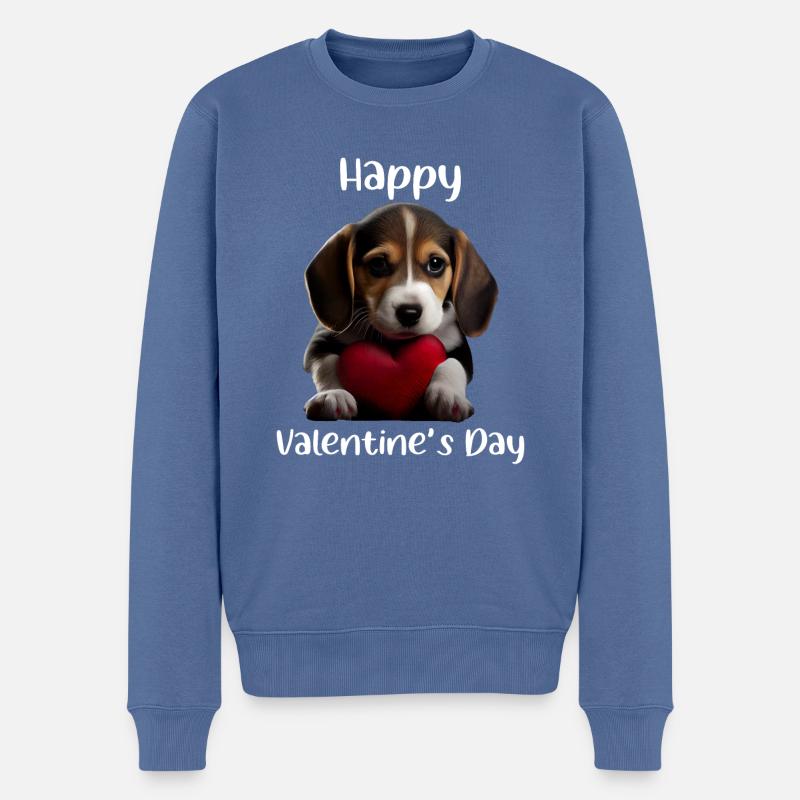 Bonne Saint-Valentin Beagle - Pull Premium bio Homme - bleu pigeon