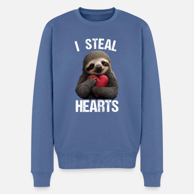 I steal hearts Faultier - Männer Premium Bio Pullover - Taubenblau