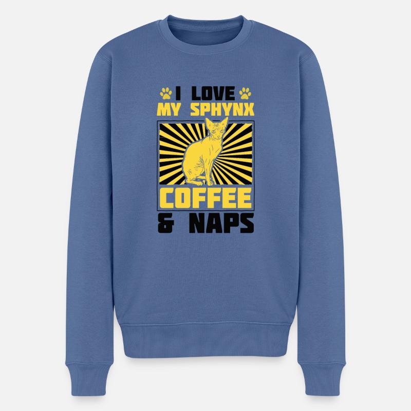 Café Sphynx et - Pull Premium bio Homme - bleu pigeon