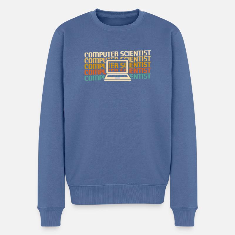 Retro Computer Scientist Informationen - Männer Premium Bio Pullover - Taubenblau