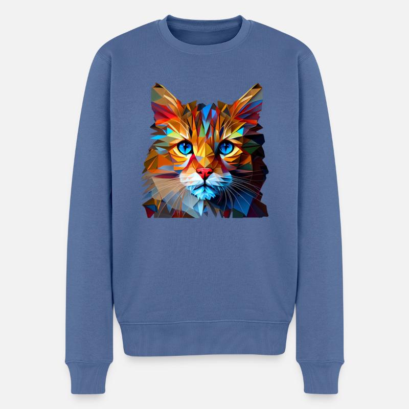 Katze Katzen Kätzchen Polygon Katze - Männer Premium Bio Pullover - Taubenblau