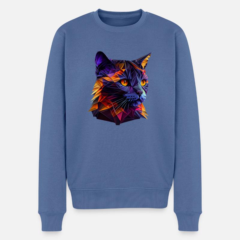 Katze Katzen Kätzchen Polygon Katze - Männer Premium Bio Pullover - Taubenblau