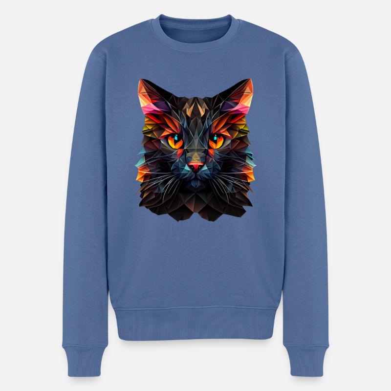 Katze Katzen Kätzchen Polygon Katze - Männer Premium Bio Pullover - Taubenblau
