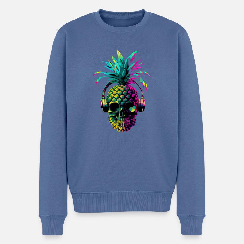 EDM Musik Rave Festival Ananas Techno - Männer Premium Bio Pullover - Taubenblau