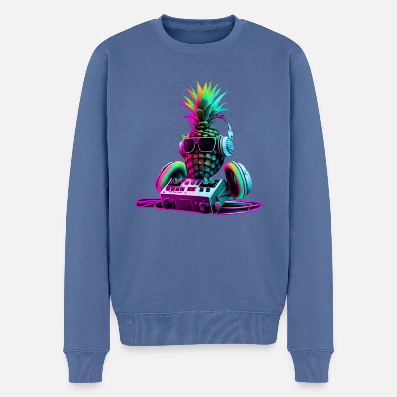 EDM Musik Rave Festival Ananas Techno - Männer Premium Bio Pullover - Taubenblau