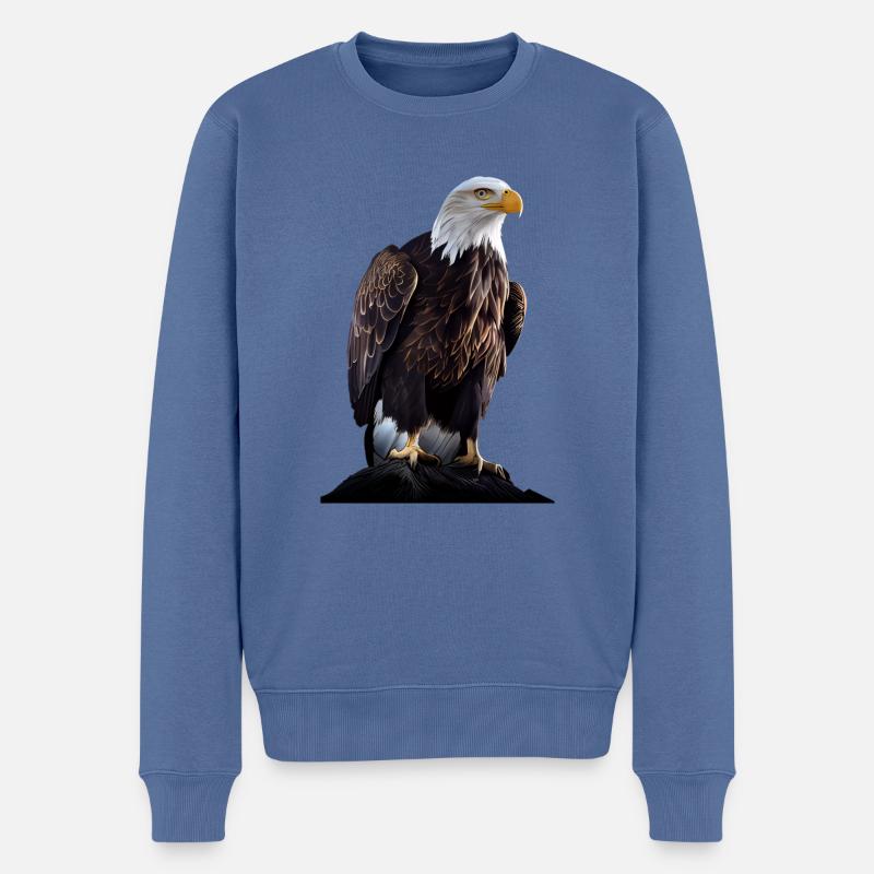 Cooles Polygon Design Mit Einem Weißkopfseeadler - Männer Premium Bio Pullover - Taubenblau