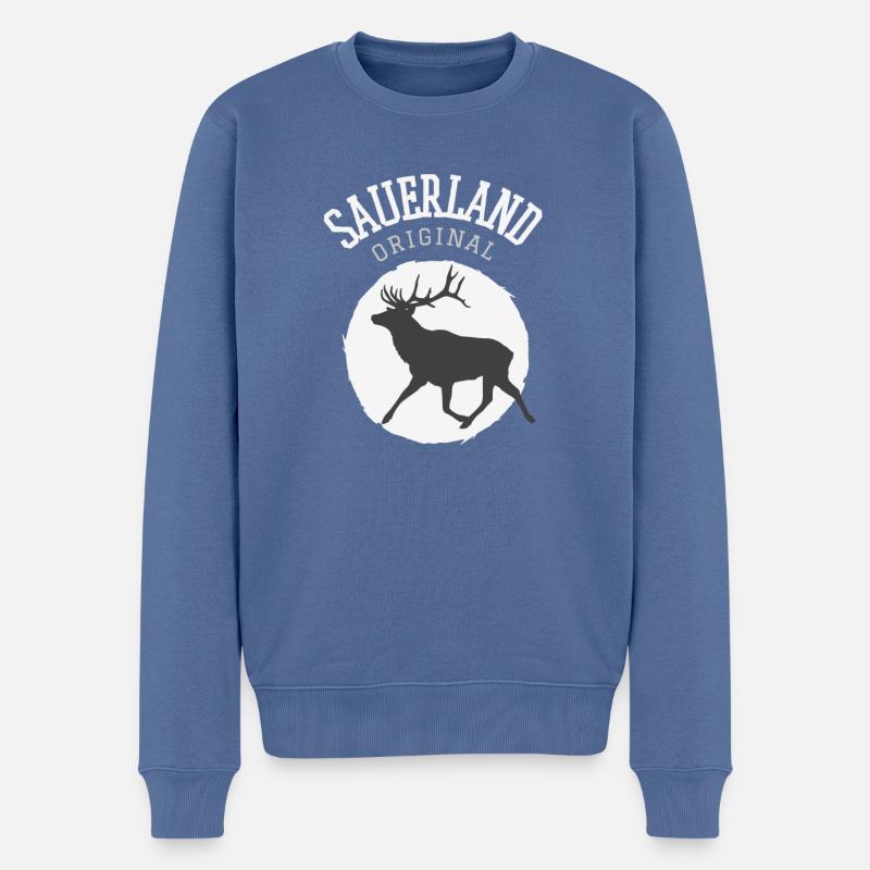 Sauerland Original | Dorfkind Wandern Wintersport - Männer Premium Bio Pullover - Taubenblau
