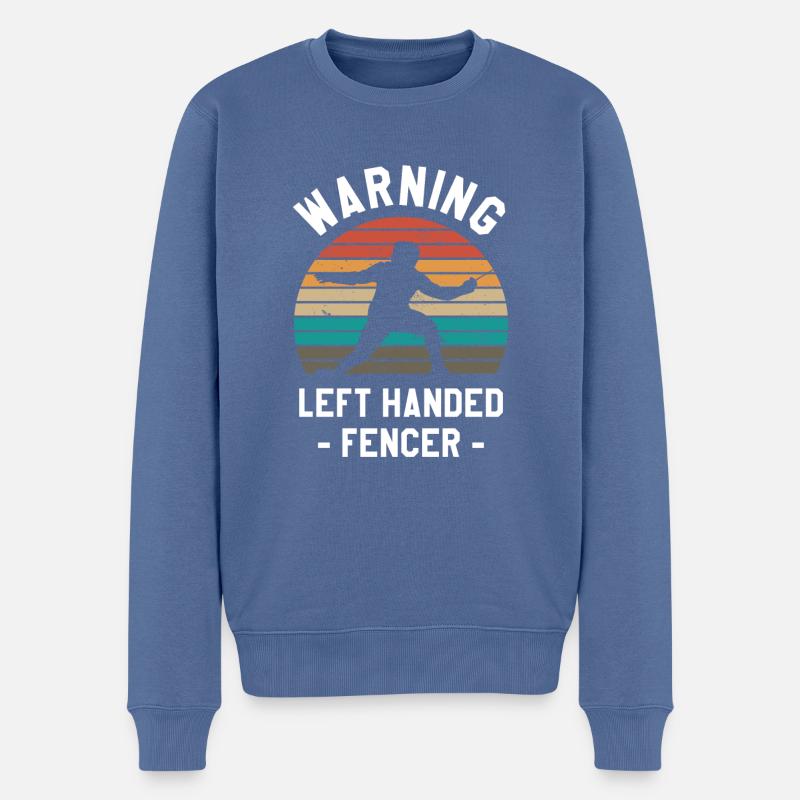Warnung Linkshänder Fechter Fechten Linksfechter - Männer Premium Bio Pullover - Taubenblau