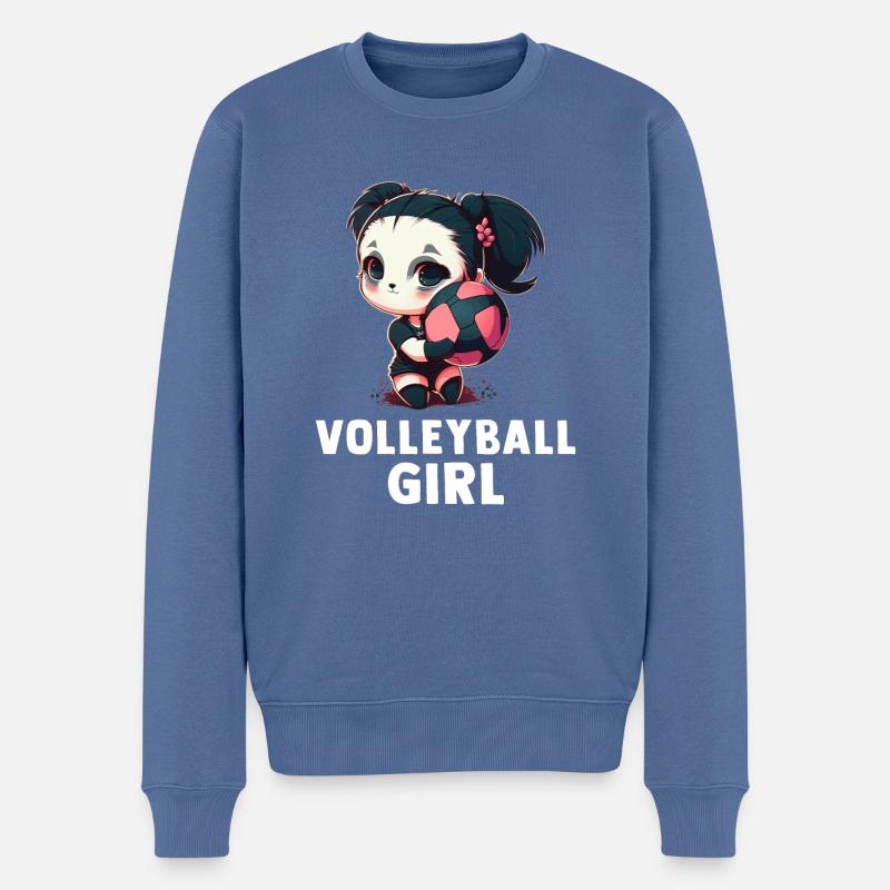 Volleyball-Mädchen - Niedliches Panda-Mädchen und - Männer Premium Bio Pullover - Taubenblau