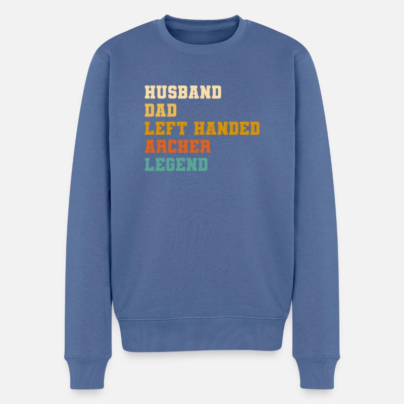 Ehemann Vater Linkshänder Bogenschütze Legende Bogenschießen - Männer Premium Bio Pullover - Taubenblau