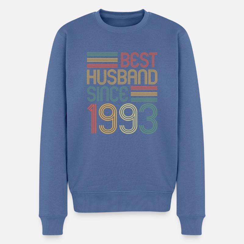 30. Hochzeitstag Bester Ehemann seit 1993 - Männer Premium Bio Pullover - Taubenblau
