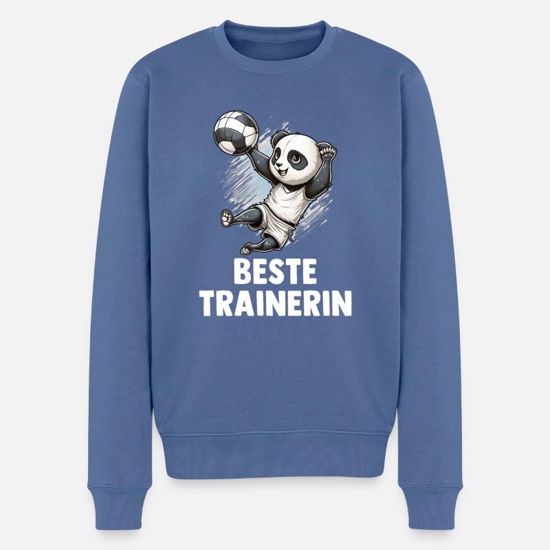 Volleyball Trainerin Panda - Volleyball Coach - Männer Premium Bio Pullover - Taubenblau