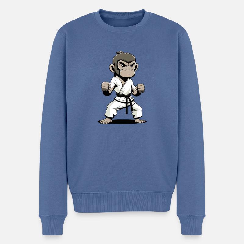 Lustiger Japan Judo Affe - Wütender Kampfsport - Männer Premium Bio Pullover - Taubenblau