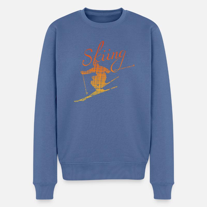 Skiing Skihase ski - Männer Premium Bio Pullover - Taubenblau