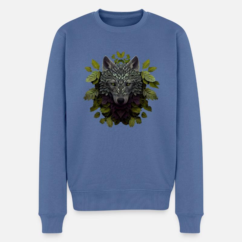 Wölfe Silhouette Naturschutz Tierschutz Wolf - Männer Premium Bio Pullover - Taubenblau