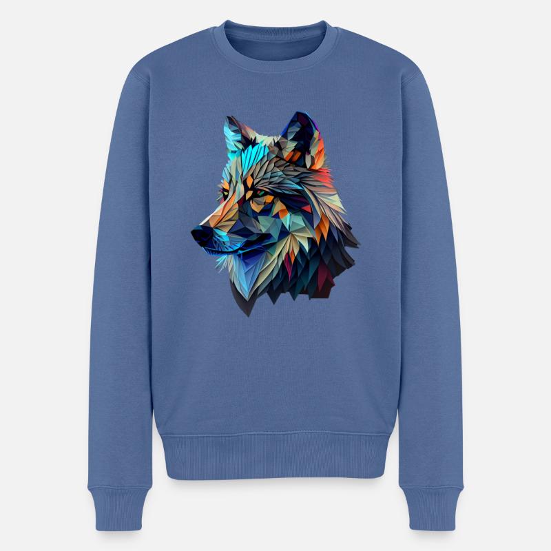 Wölfe Silhouette Naturschutz Tierschutz Wolf - Männer Premium Bio Pullover - Taubenblau