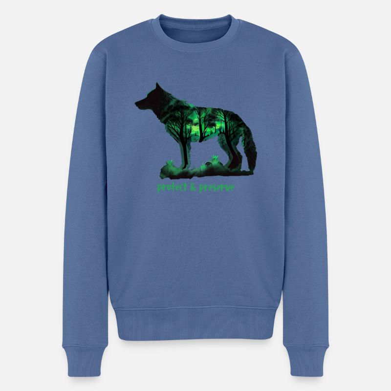 Wölfe Silhouette Naturschutz Tierschutz Wolf - Männer Premium Bio Pullover - Taubenblau