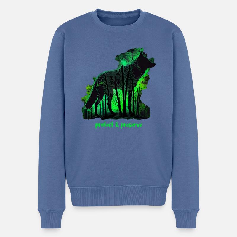 Wölfe Silhouette Naturschutz Tierschutz Wolf - Männer Premium Bio Pullover - Taubenblau