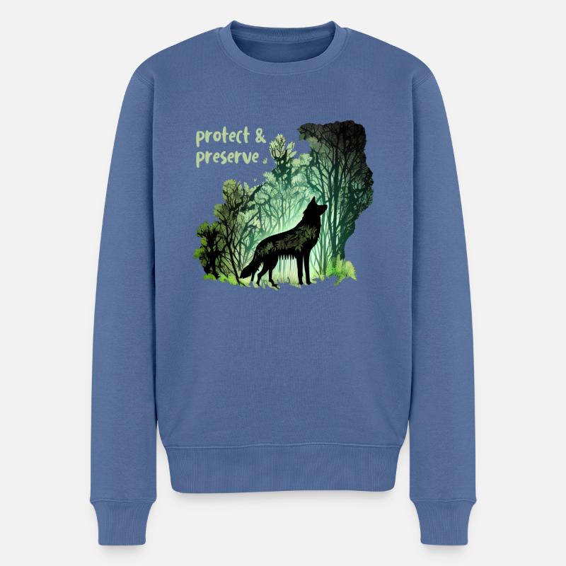 Wölfe Silhouette Naturschutz Tierschutz Wolf - Männer Premium Bio Pullover - Taubenblau