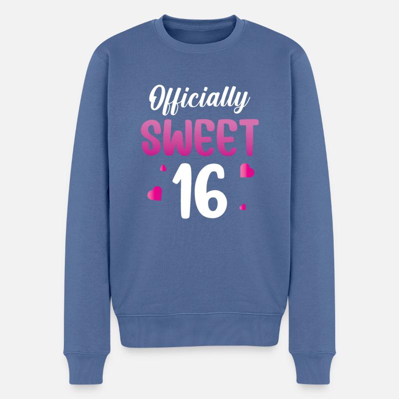 Officially Sweet 16 - Männer Premium Bio Pullover - Taubenblau