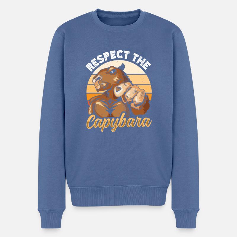 Respectez le Capybara - Pull Premium bio Homme - bleu pigeon