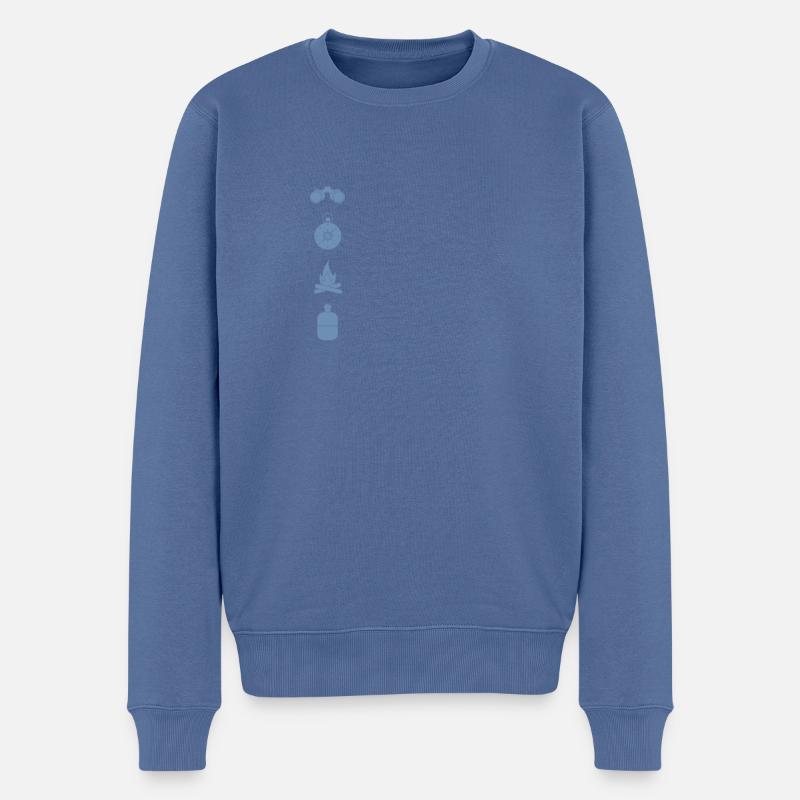 camping zelten lagerfeuer - Männer Premium Bio Pullover - Taubenblau